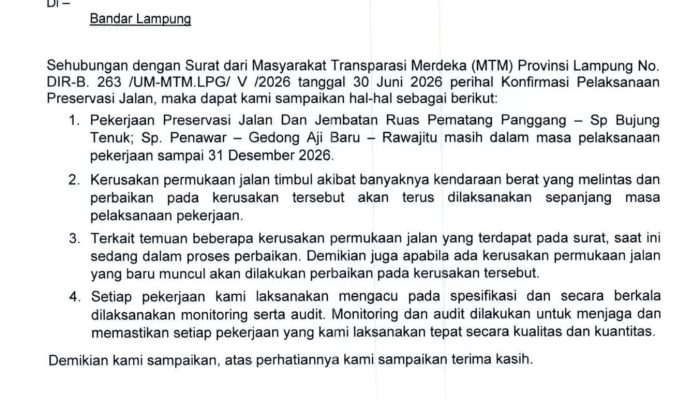 MTM Tetap Laporkan Dugaan Penyimpangan Proyek Jalan Rp29,8 Miliar Meski BPJN Beri Klarifikasi