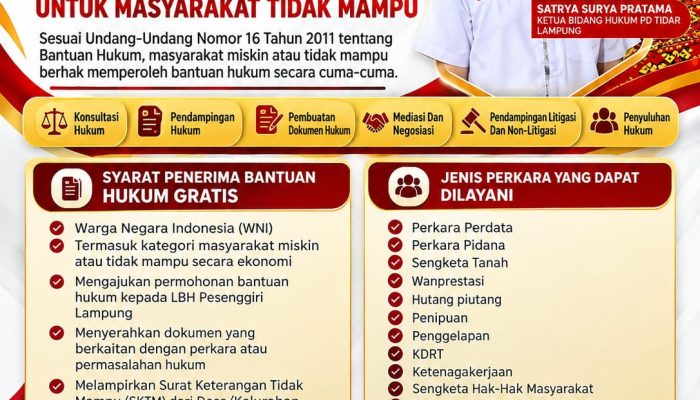 TIDAR Lampung Hadirkan Bantuan Hukum Gratis bagi Warga Tidak Mampu